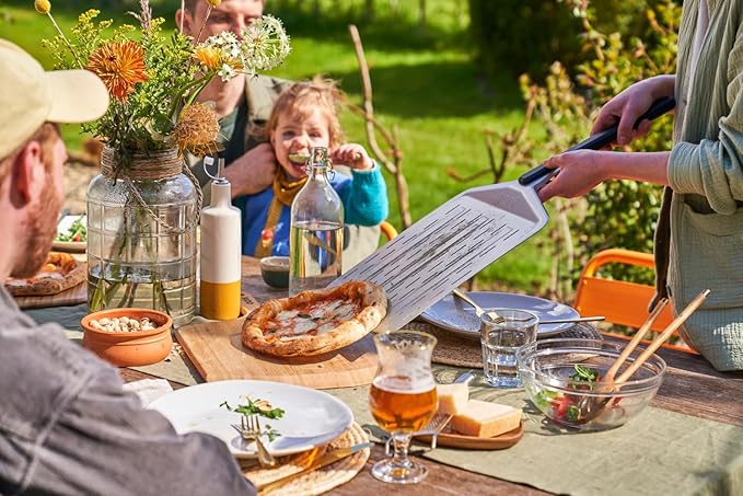 Pizza Peel 14 Inch Bamboo Rectangular Paddle, Lightweight Wooden Launcher