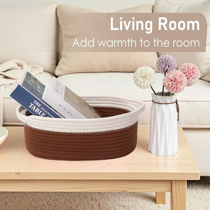 Woven Basket, Small Rope Storage Bin - Image 7