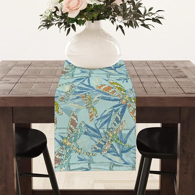 Watercolour Dragonflies Table Runner Kitchen Dining Table Runner 13*108in Table - Image 8