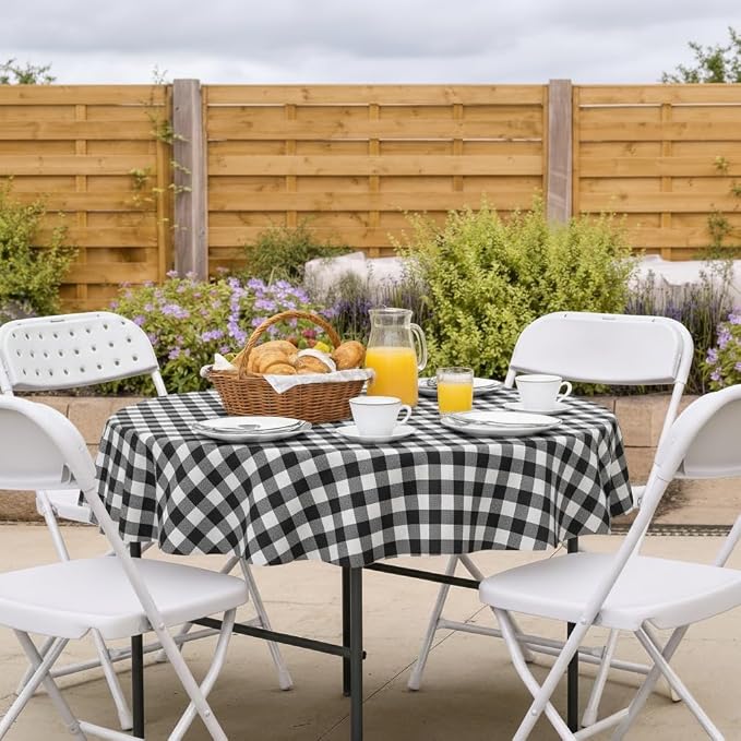 Nasitos 2 Pack Checkered Round Tablecloth 60 Inch-Waterproof Oil & Spill Proof - Image 3