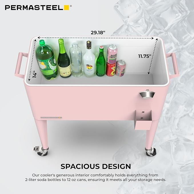 Permasteel 80 Quart Party Cooler, Rolling Ice Chest - Image 8