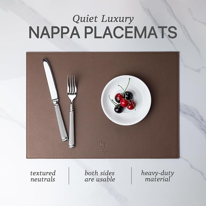 Faux Leather Placemats Set of 6 Vinyl Washable Wipeable Table Mats - Image 2