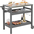 SERWALL Outdoor Grill Cart Pizza Oven Stand Trolley Table by SERWALL