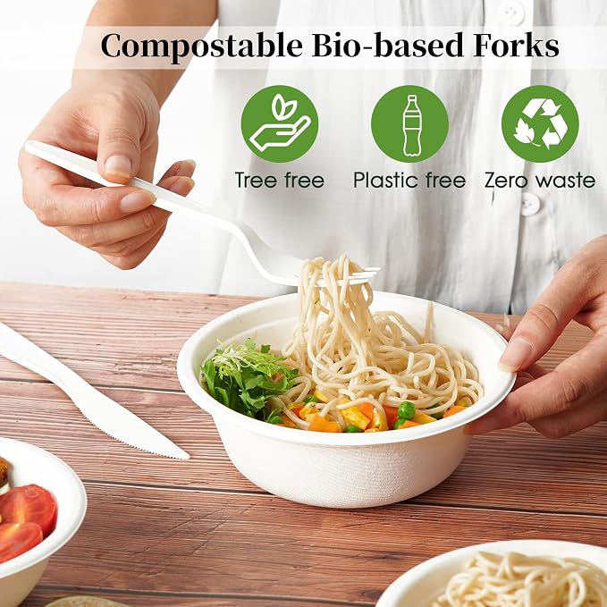 ECOLipak 100% Compostable Forks 150 Pack, 7 Inch Large Size Biodegradable - Image 7