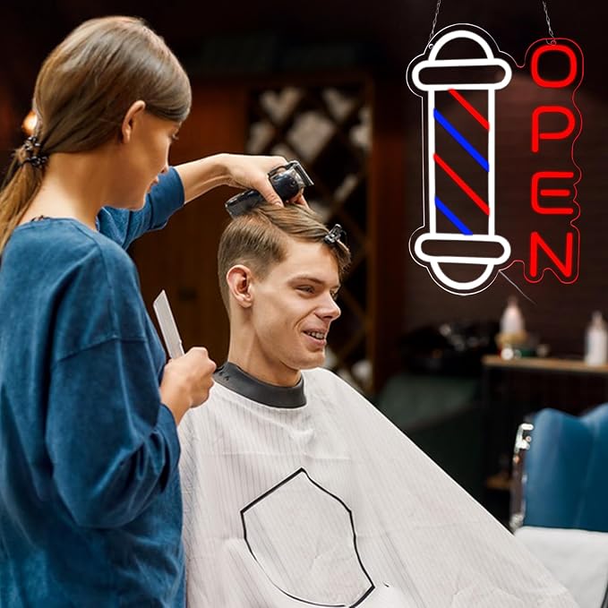 JFLLamp Barber Shop Neon Signs for Wall Decor Open Neon Lights for Bedroom Led - Image 6