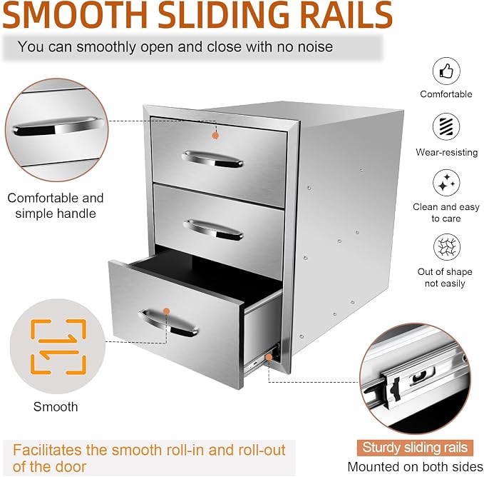 Pull Out Trash Drawer, Lower Sliding Rails Stainless Steel Roll Out Trash Bin - Image 3
