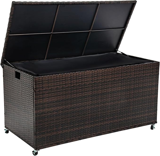 Outdoor 170 Gallon Water-Resistant Wicker Storage Box by SundaleOutdoor