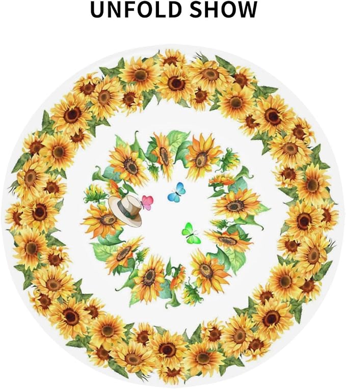 Sunflower's Round Tablecloth Sunflower Tablecloth 60 Inch Waterproof Rustic - Image 4