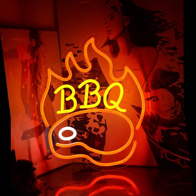 BBQ Neon Signs for Backdrop wall decor，Dimmable USB Powered, Barbecue Neon by BEAUTIFULLIFE-US
