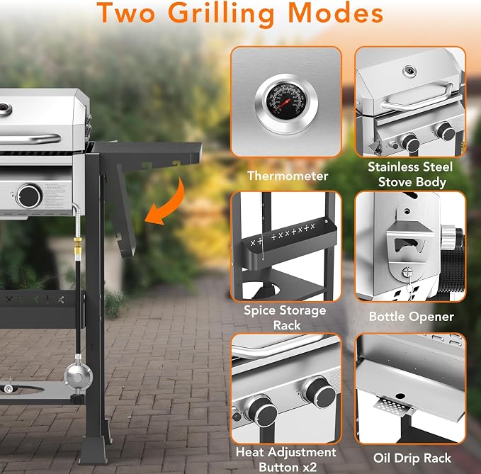 Propane Gas BBQ Grill 2-Burner Barbecue Grills - Image 4