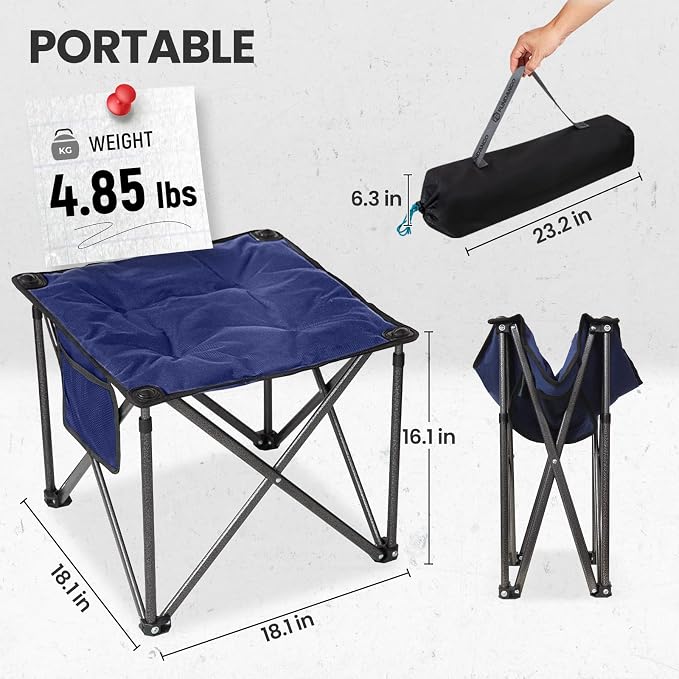 FUNDANGO Folding Camping Stool, 18.1 Inch Oversized Foot Stools 400 Lbs Heavy - Image 2