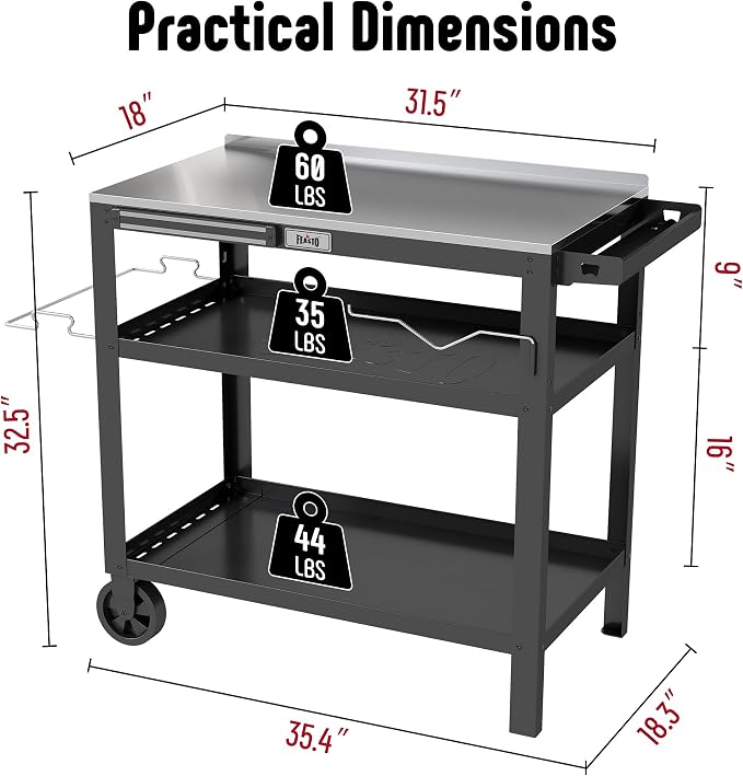 31.5"x18" Outdoor Grill Cart - Image 2