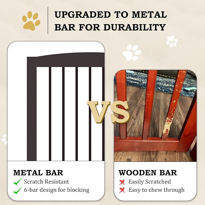 Freestanding Pet Gate with Door, Tall Dog Gate - Image 5