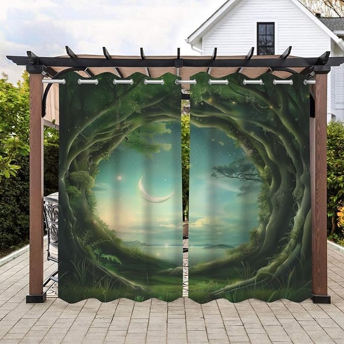 Forest Theme Waterproof Outdoor Curtains by Lirduipu