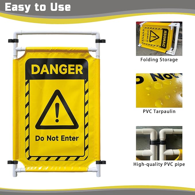 Safety Caution Barricade 2Panels Foldable Security Signs - Image 3