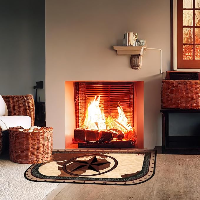 Demissle Cabin Fireplace Hearth Rug Fireplace Mats Cabin Southwestern Fireproof - Image 4