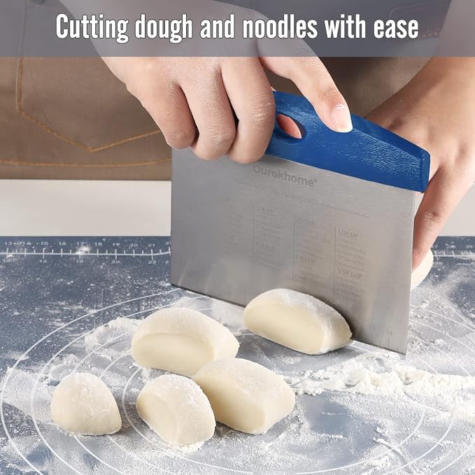 Ourokhome Dough Pastry Bench Cutter Scraper, Stainless Steel Pizza Cutter - Image 2