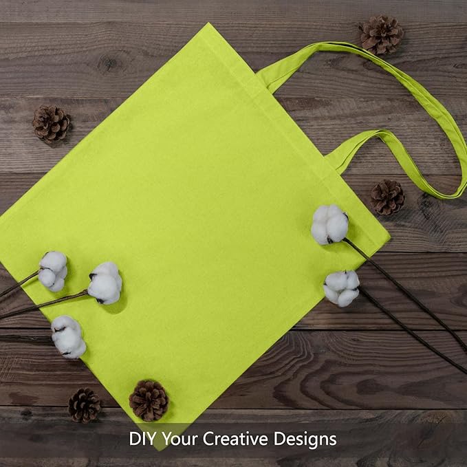 TOPDesign 6-Pack Economical 16"x15" Apple Green Cotton Tote Bag, Lightweight - Image 4