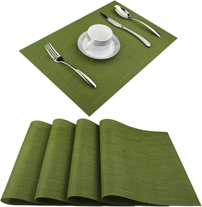 Vinyl Placemats, Washable Table Mats Easy to Clean Woven Placemats by PandaPalm