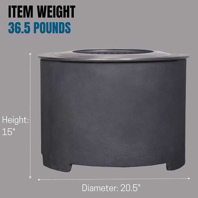 Afterglow Smokeless Fire Pit, 20.5" Round Wood Burning Stainless Steel Top & - Image 4