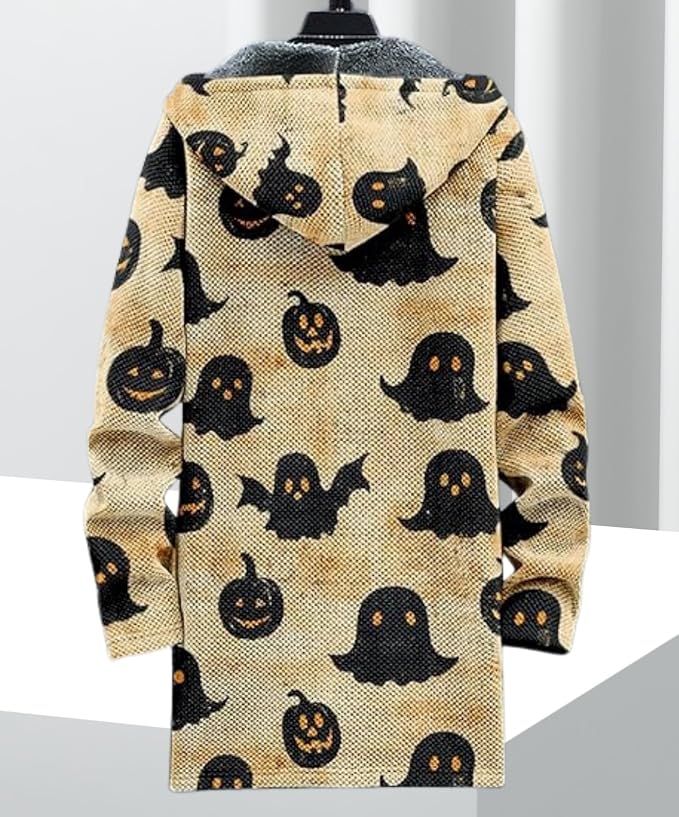 Men's Hooded Sweater Coat Knit Fleece Lined Long Cardigan Jacket - Image 2