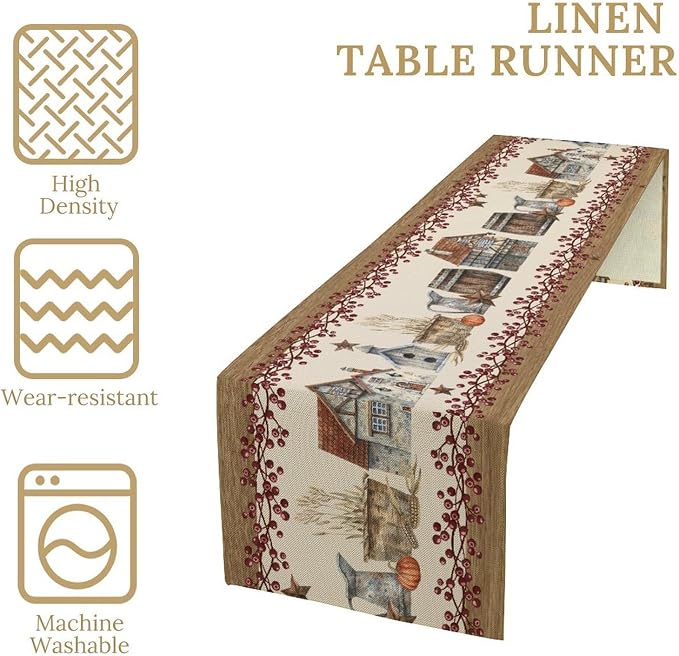 Western Texas Table Runner, Rustic Farmhouse Country Barn Berry Vintage Rural - Image 4