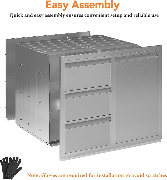Jocisland Outdoor Kitchen Drawers 28" W×23" D×23" H Stainless Steel Drawers - Image 8