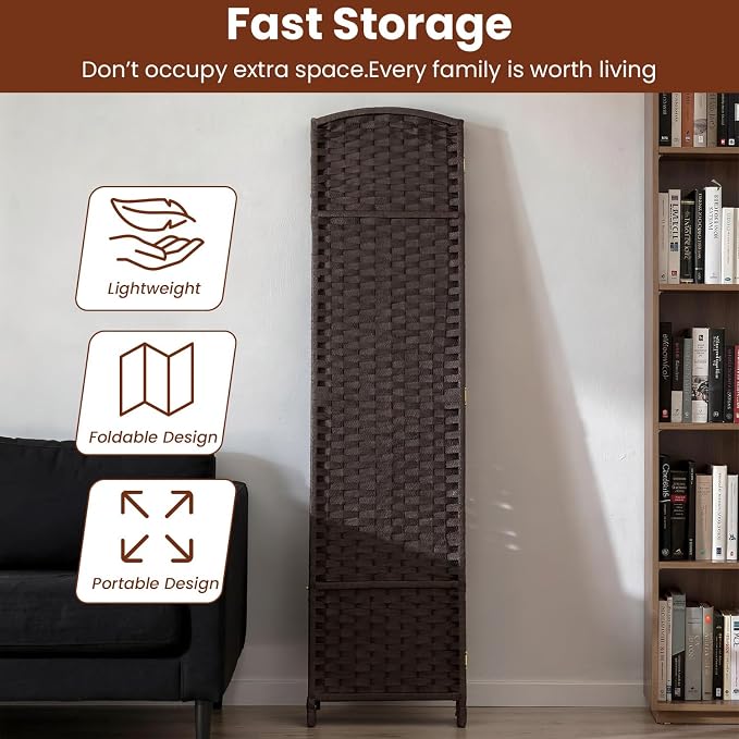 FDW Room Divider 4 Panel Screen 5.6 Ft Tall Partition Privacy Screens Folding - Image 5