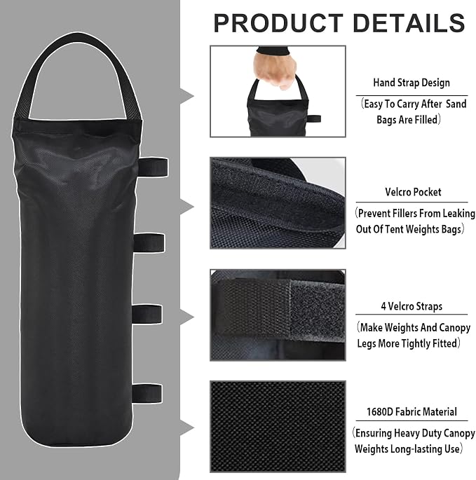 Eurmax USA Weight Capacity 112 LBS Extra Large Pop up Gazebos Weights Sand Bags - Image 3