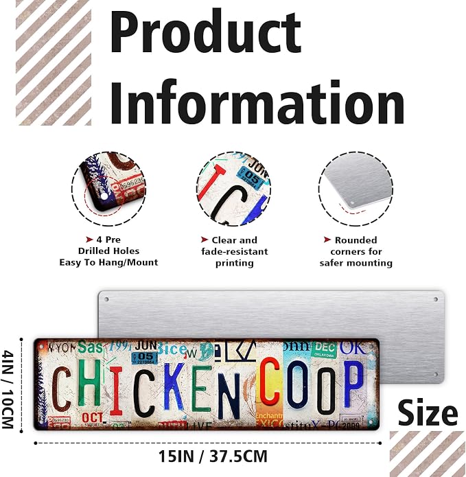 Vintage Chicken Coop Accessories – Funny Rooster Garden Signs and Grunge Room - Image 2