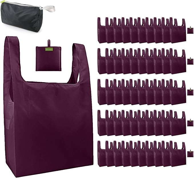 BeeGreen Burgundy Reusable Grocery Bags Wine Red Reusable Kitchen Bags Bulk by BeeGreen