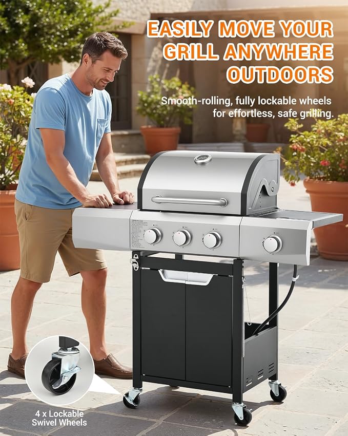 40, 500 BTU 3-Burner Propane Gas Grill - Image 7