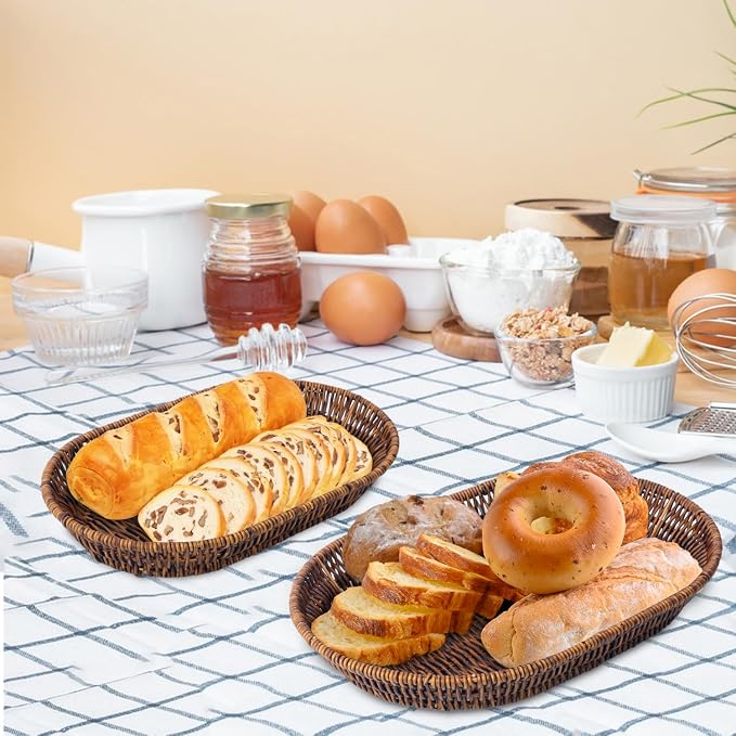3 PCS Handwoven Oval Wicker Baskets Set - Image 6