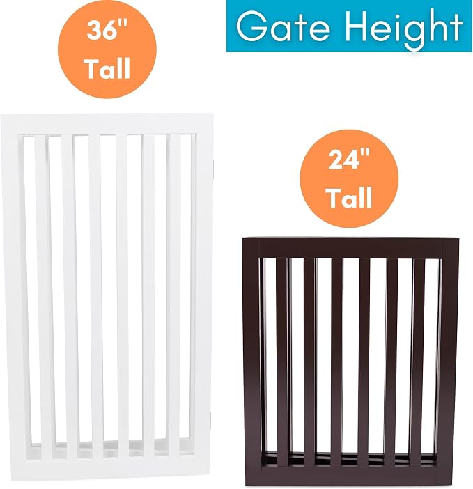 INTERNET'S BEST Dog Gate Indoor Freestanding Pet Barrier, Folding Wood Dog Fence - Image 7