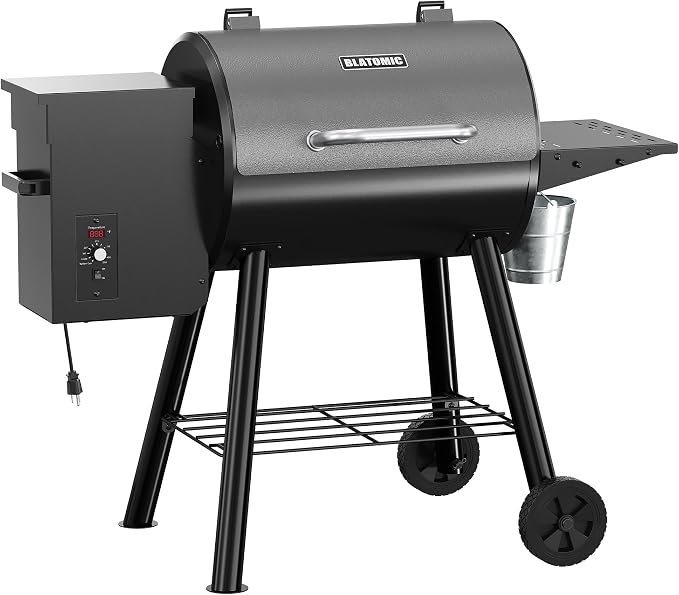 Wood Pellet Smoker Grill and Smoker, 440 SQ. IN Cook Area, Pellet Grill by Blatomic