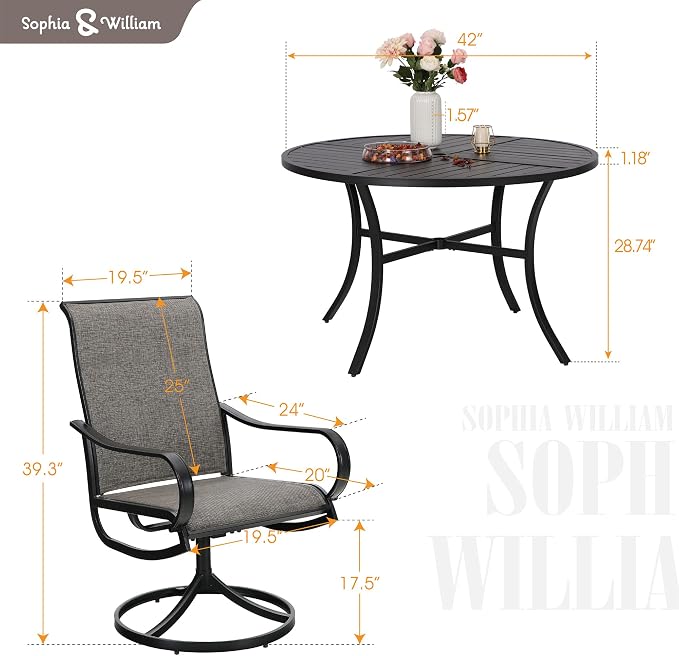 Sophia & William Outdoor Dining Set Patio Dining Set - Image 7