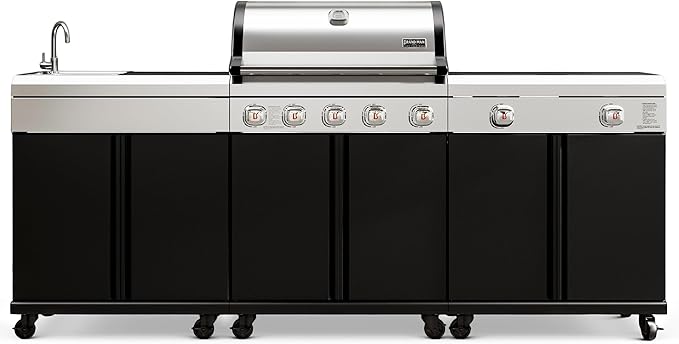 Brand-Man Outdoor Kitchen Island – 5-Burner Gas Grill & Griddle Combo by Brand-ManGrills