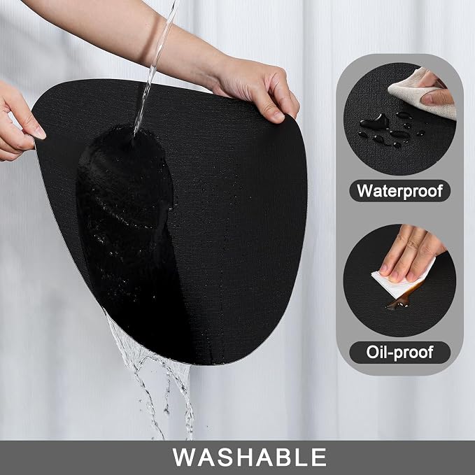 Placemats and Coasters, Washable Reversible Placemats Round Faux Leather - Image 4