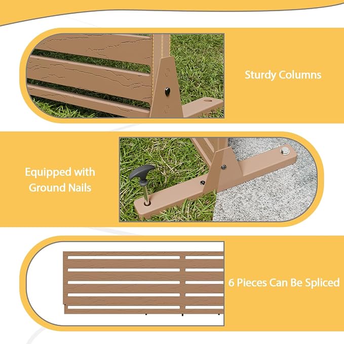 Privacy Fence Screen with Stand 6 Panel 72" H×47" W HDPE Decorative Panels with - Image 4