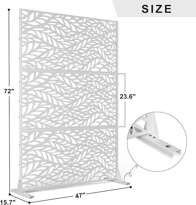 Metal Privacy Screen, Freestanding Decorative Privacy Screen - Image 2