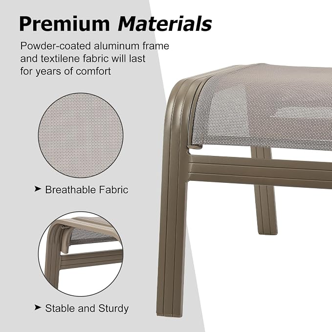 Outdoor Ottoman Patio Footstools Assembled Aluminum Footrest Side Table Small - Image 4