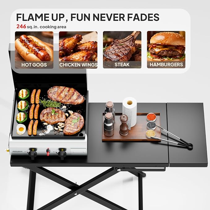 ROVSUN 2 Burner Foldable Propane Griddle - Image 4