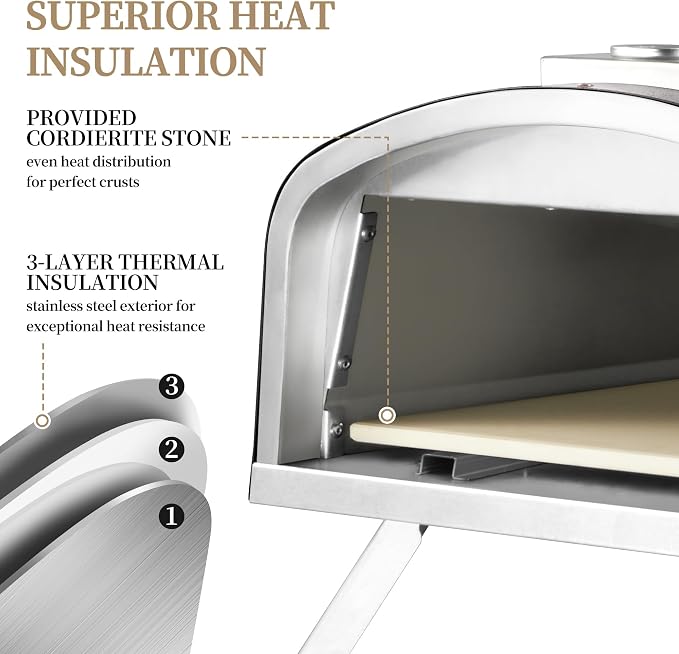 PIZZELLO Propane Pizza Oven Wood Fired Outdoor Foldable Pizza Ovens - Image 7