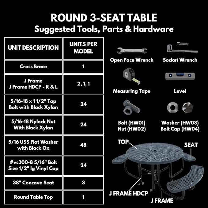 COATEDOUTDOORFURNITURE Heavy-Duty Portable Outdoor Picnic Table - Image 8