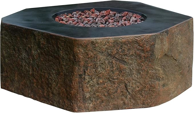 Elementi | Columbia Gas Fire Pit Cast Concrete Semi-Round Fire Table, Outdoor - Image 9