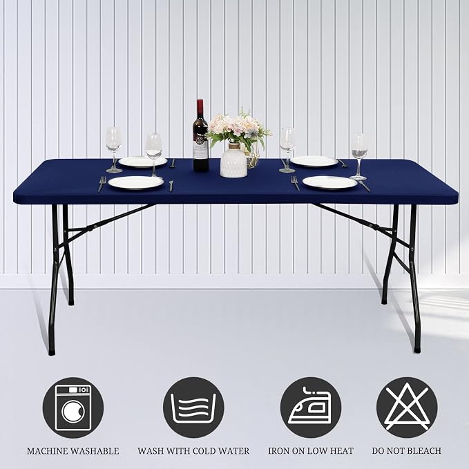 6 Pack Stretch Fabric Table Top Cap Cover, fits 8' Tables, Spandex Table Covers - Image 5