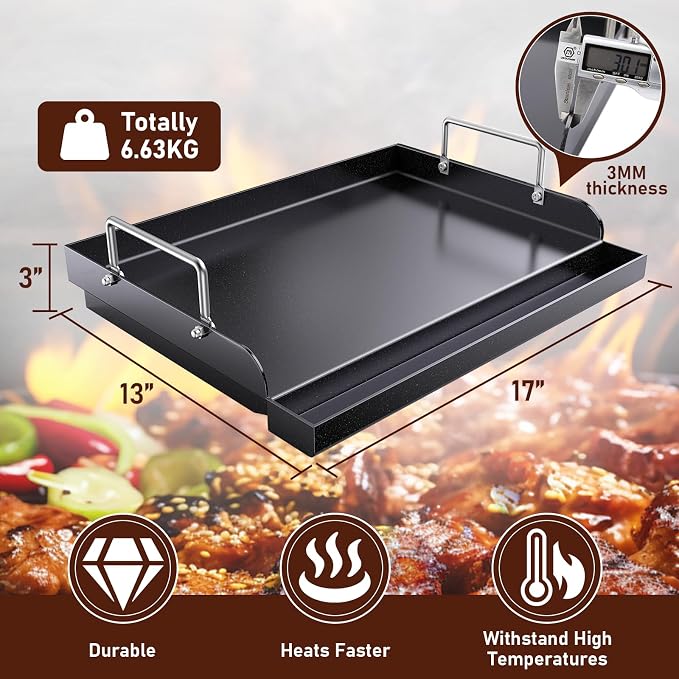 Cast Iron Griddle for Gas Grill, Nanoceramic Nonstick Flat Top Griddle Insert - Image 2