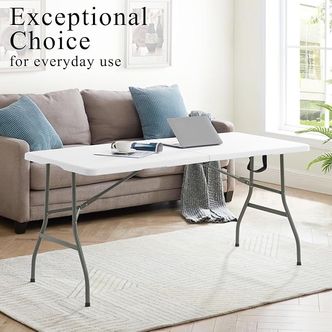 Folding Tables with Carrying Handle Lightweight Rectangular Portable Plastic - Image 5