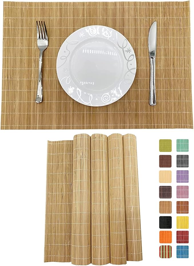 ANDSTAR Set of 4 Pcs Bamboo Placemats Sushi Rolling Mat Japanese Style Natural by Andstar