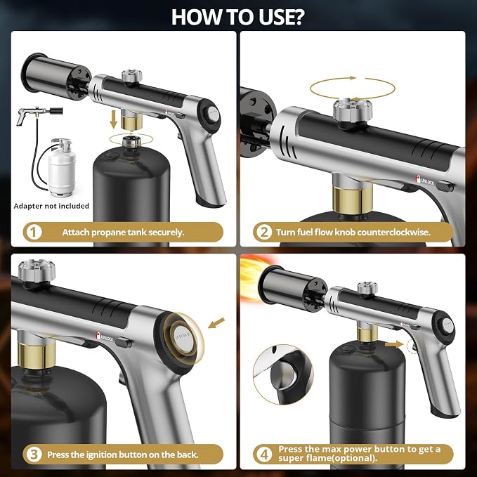 Powerful Propane Torch Gun, Sous Vide, Adjustable Kitchen Cooking Torch - Image 5